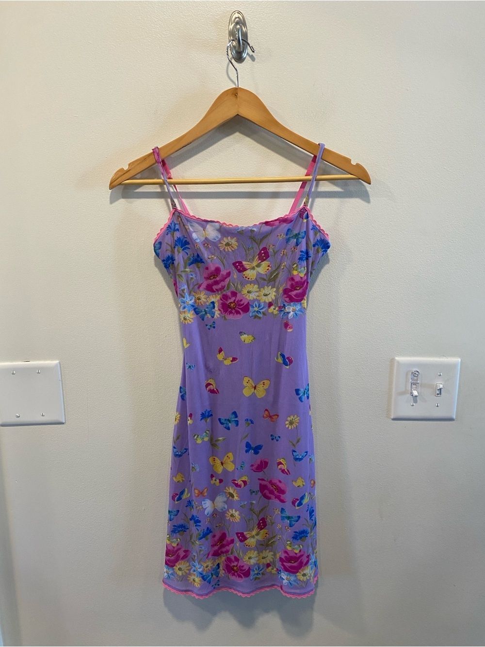 Vintage Y2K Cosabella Butterfly Floral Mesh Slip dress size small fairy coquette